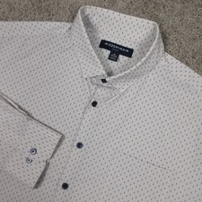 Mizzen Main Shirt Mens XL Gray Geometric Leeward Classic No Tuck Stretch Button