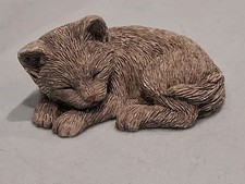 Vintage Sandicast Sculpture Of Cuddles The Cat  4cm X 6 Cm. Gorgeous Kitty.