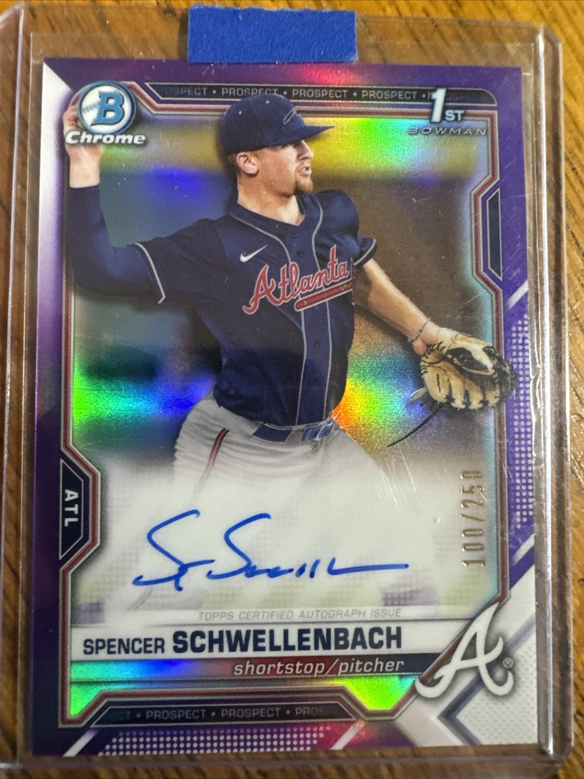 2021 Bowman Chrome Draft Spencer Schwellenbach 1st Purple Refractor Auto /250