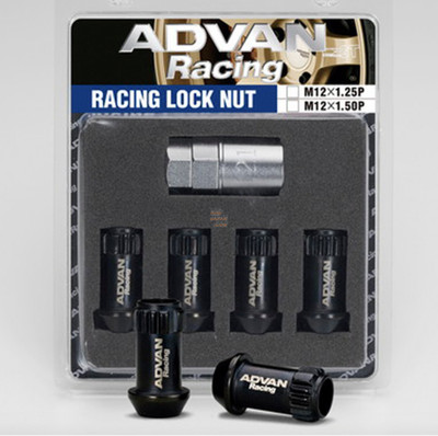 ADVAN Racing Lock Nuts M12 X 1.25P Black (Set of 4 With Key)
