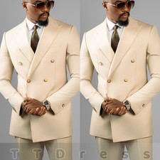 Men Wedding Suits 2 Pieces Formal Business Tuxedo Double Breasted Blazer Pant