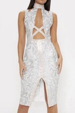 Pretty little thing Midi Cutout Silver Dress Women’s 6