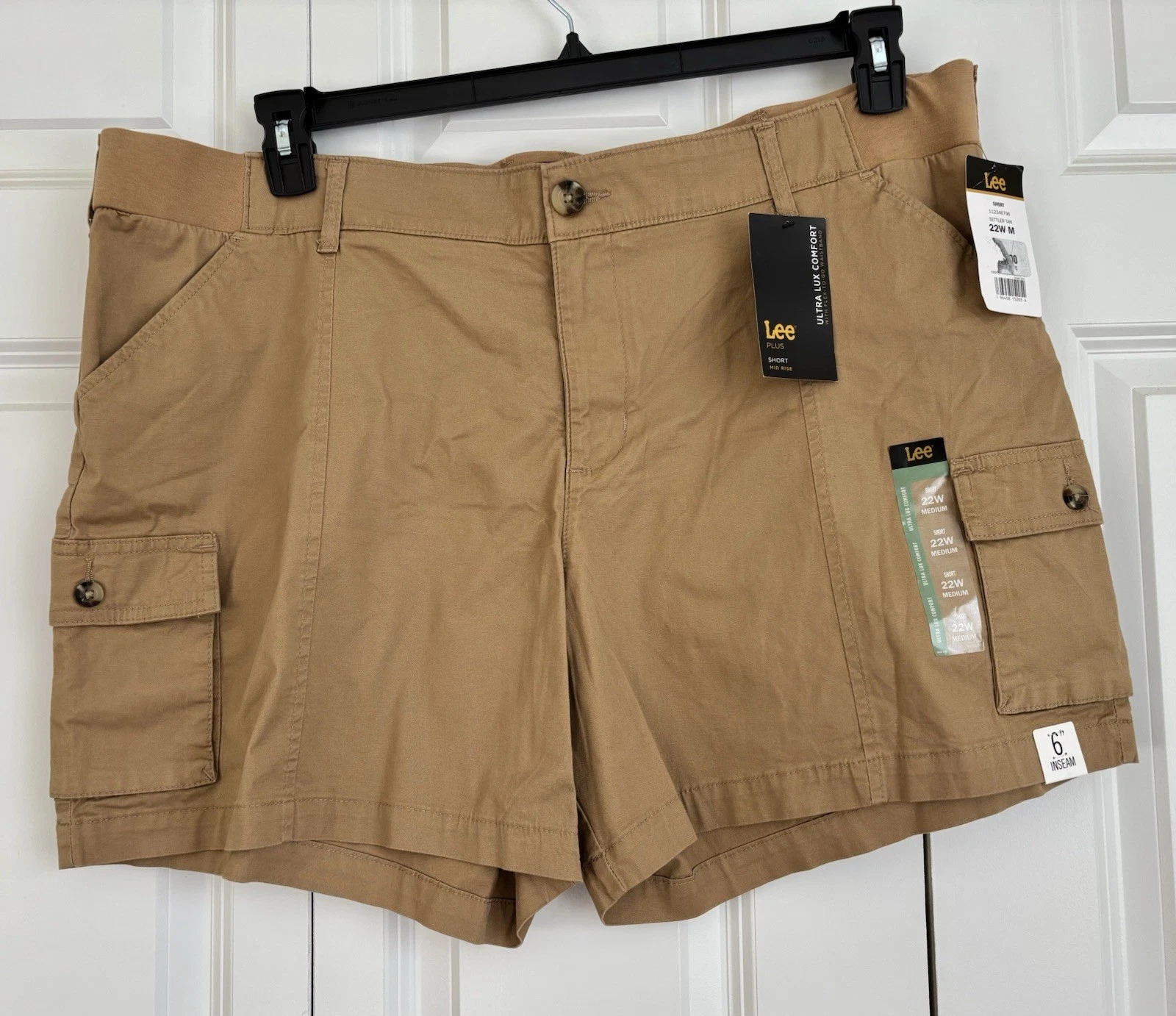 LEE SHORT FOR WOMENS 6" INSEAM POCKETS SETTLER TAN FLEX COMFORT WAISTBAND SOFT