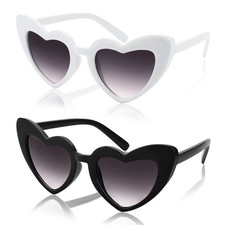 FEISEDY 2 Pack Vintage Kids Heart Sunglasses Girls Toddler 52mm, Black white