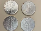 Lot of 4 Silver American Eagle 1 oz. Fine .999 Coins