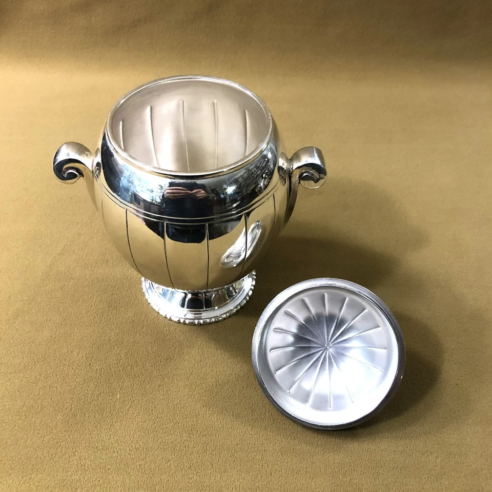 sucrier / pot couvert ART DECO métal argenté BOUILLET BOURDELLE poinçon BB 16 cm - Photo 4/4