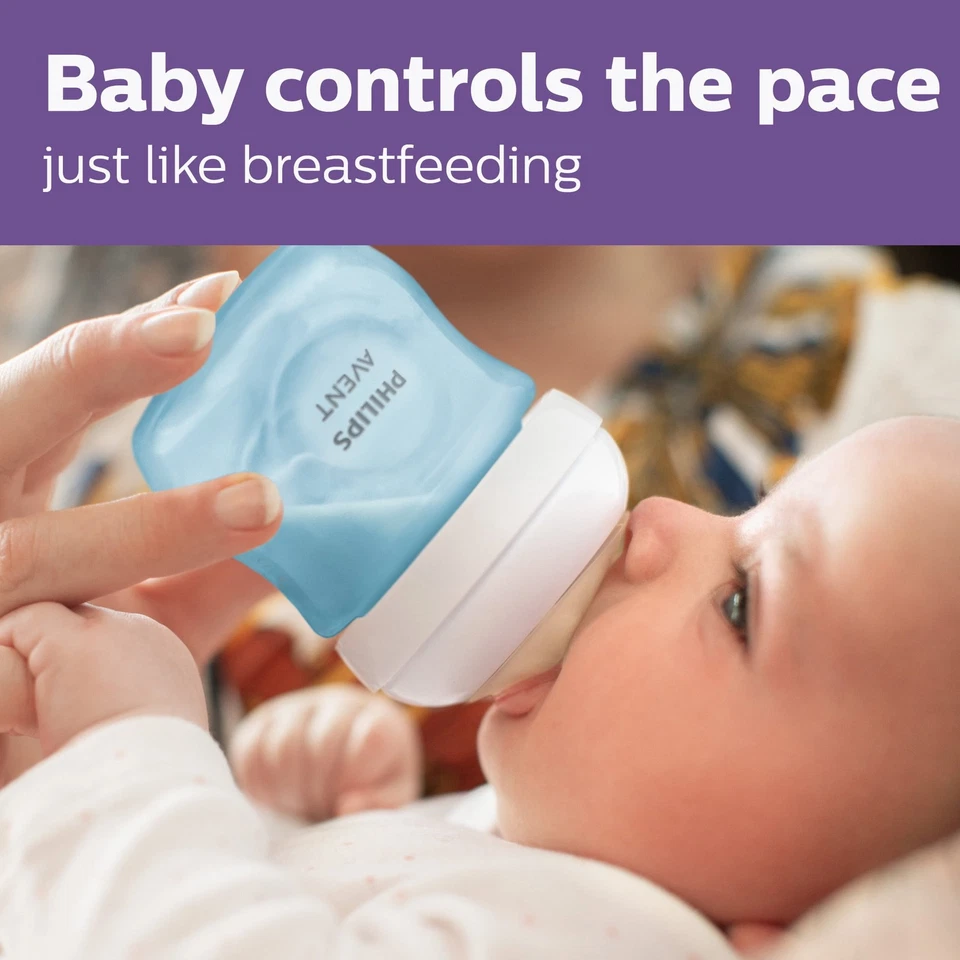 Детская бутылочка Philips Avent Natural, 4 унции, синяя, 3 упаковки, SCY900/23 - Изображение 2 из 4