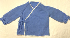 Vtg Baby Sweater Light Blue Handknitted 3-6mo 