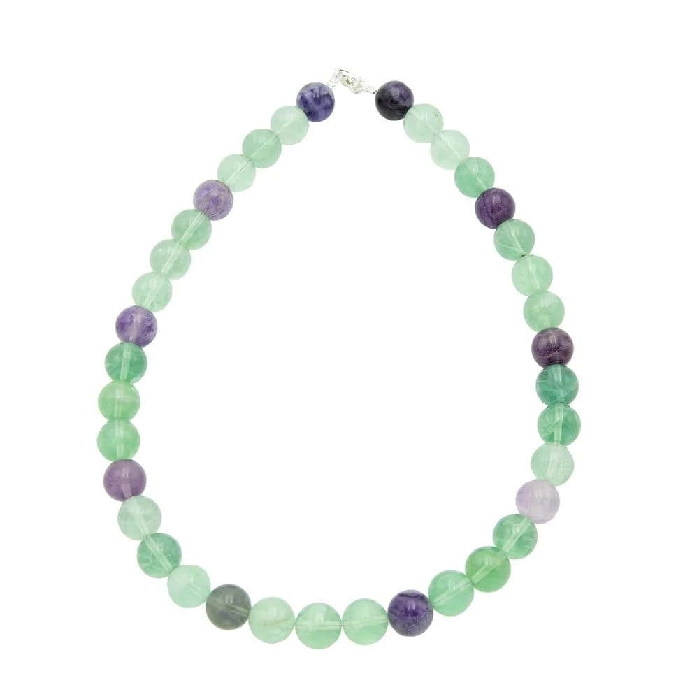 Collier fluorite multicolore perles 12mm pour illuminer votre style quotidien