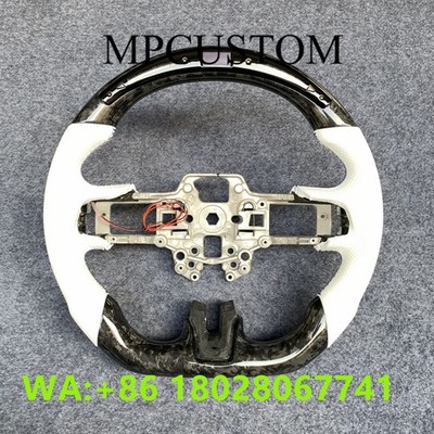 White Leather Real Carbon Fiber Steering Wheel Fit For Ford Mustang GT 2018-2023