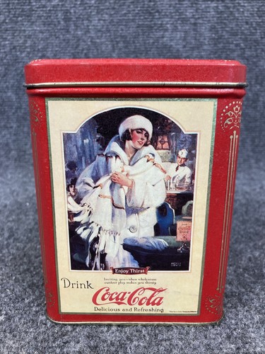Vintage 1994 Red Coca-Cola Coke 5" Metal Souvenir Tin Container w/ Lid - Picture 2 of 7