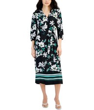 Jones New York Womens Floral, Tie Waist Midi Dress
