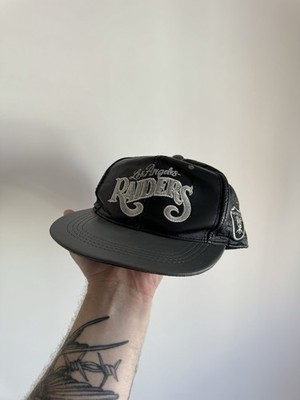 Los Angeles Raiders NFL 90s Modern Genuine Leather Hat Cap Made In USA 