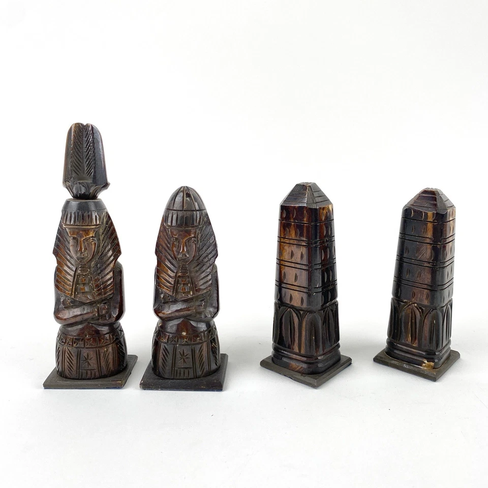 Juego de ajedrez completo de 32 piezas de hueso de camello egipcio tallado a mano raro de colección Foto 4 de 4