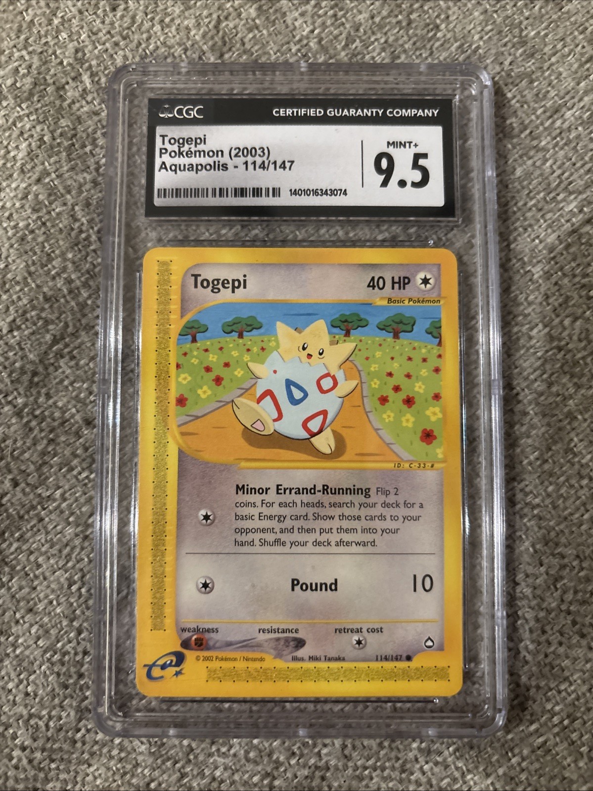 Togepi Aquapolis Regular Card 114/147 2003 CGC 9.5