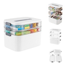 3 Tier Medicine Storage Box Portable Medication Organizer with Handle Sealed