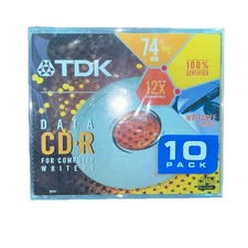 TDK • Data CD-R • 10 PACK • 650 MB 74 MIN • 12x Compatible • New / Sealed