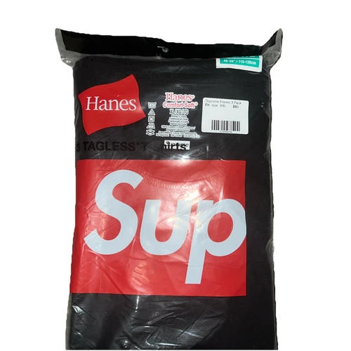LOT DE 3 T SHIRTS NOIRS SANS ÉTIQUETTE SUPREME HANES taille XL 100% AUTHENTIQUES NEUFS*