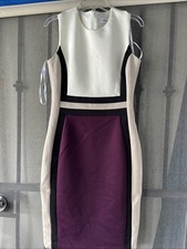 Calvin Klein Women's Midi Dress Size 10 Medium Burgundy With Beige And Black