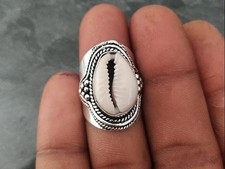 Cowrie Shell Solid 925 Sterling Silver Beautiful Statement Ring, All Size M1547
