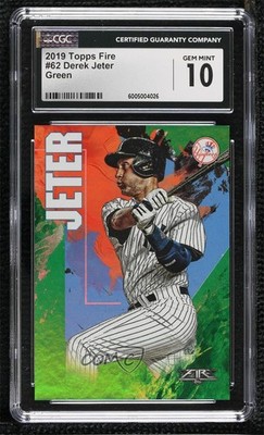 2019 Topps Fire Green 184/199 Derek Jeter #62 CGC 10 Gem Mint HOF p1b