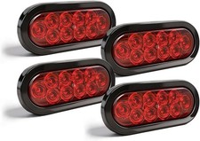 6 Oval Red Led Trailer Tail Lights With Flush Mount Grommets Plugs Ip65 Waterp