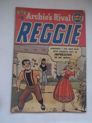 ARCHIE COMICS GROUP: ARCHIE'S RIVAL REGGIE #5, RARE/HTF GOLDEN AGE, 1951, VG!!!
