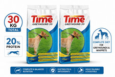 Time Greyhound 20 Racing 2 x 15kg Greyhound 30Kg Whippet Dog Food FREE DELIVERY 1.43 per kilo