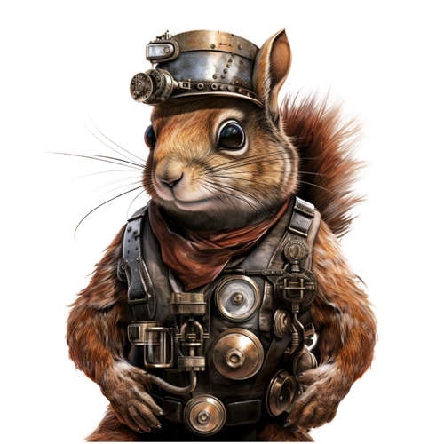 Steampunk Squirrel Steam Punk Animal Self Adhesive Vinyl Sticker