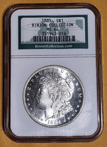 1885-P Morgan Silver Dollar $1 NGC MS64 Rare Year "Binion Collection"