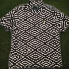 William Murray Polo Shirt Golf Fall into Formation Geometric Print Stretch EUC