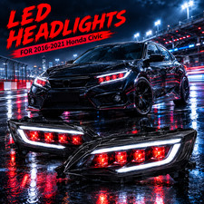 Headlights For Honda Civic 2016-2021 Full Led Demon Eyes Projector Wsequential