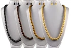 BLACK, BROWN OR NATURAL 32" LONG WOOD 12mm BEAD NECKLACE AND EARRINGS SET