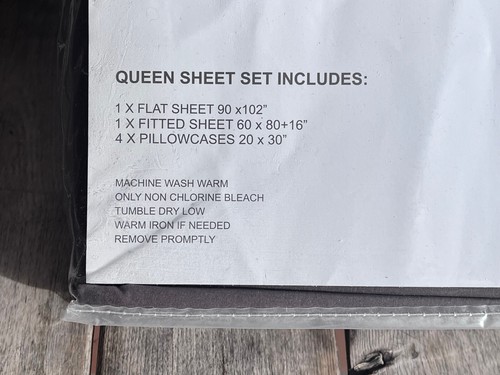 6-pc Queen Size Gray Portugal Cotton Sheet Set - 2 extra pillowcases all cotton - 第 5/6 張圖片