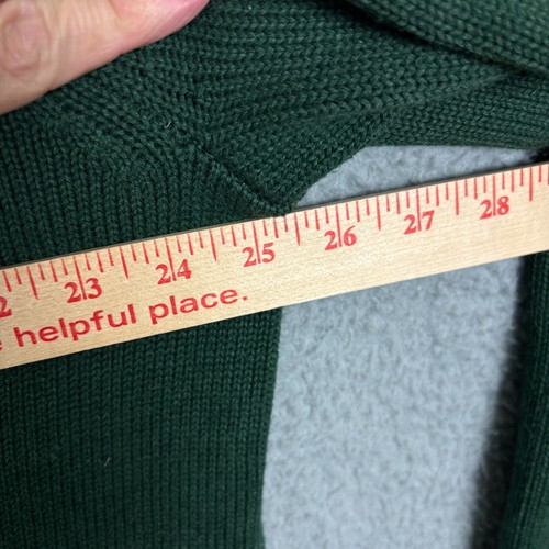 L.L. Bean Sweater Men's XL-Tall Green Waffle Knit Grampa Oversized Pockets - Picture 7 of 14