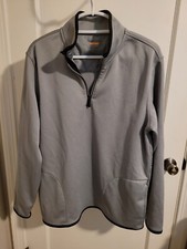 Van Heusen Traveler Men's Gray  Black Quarter Zip Pullover Pockets Size Large
