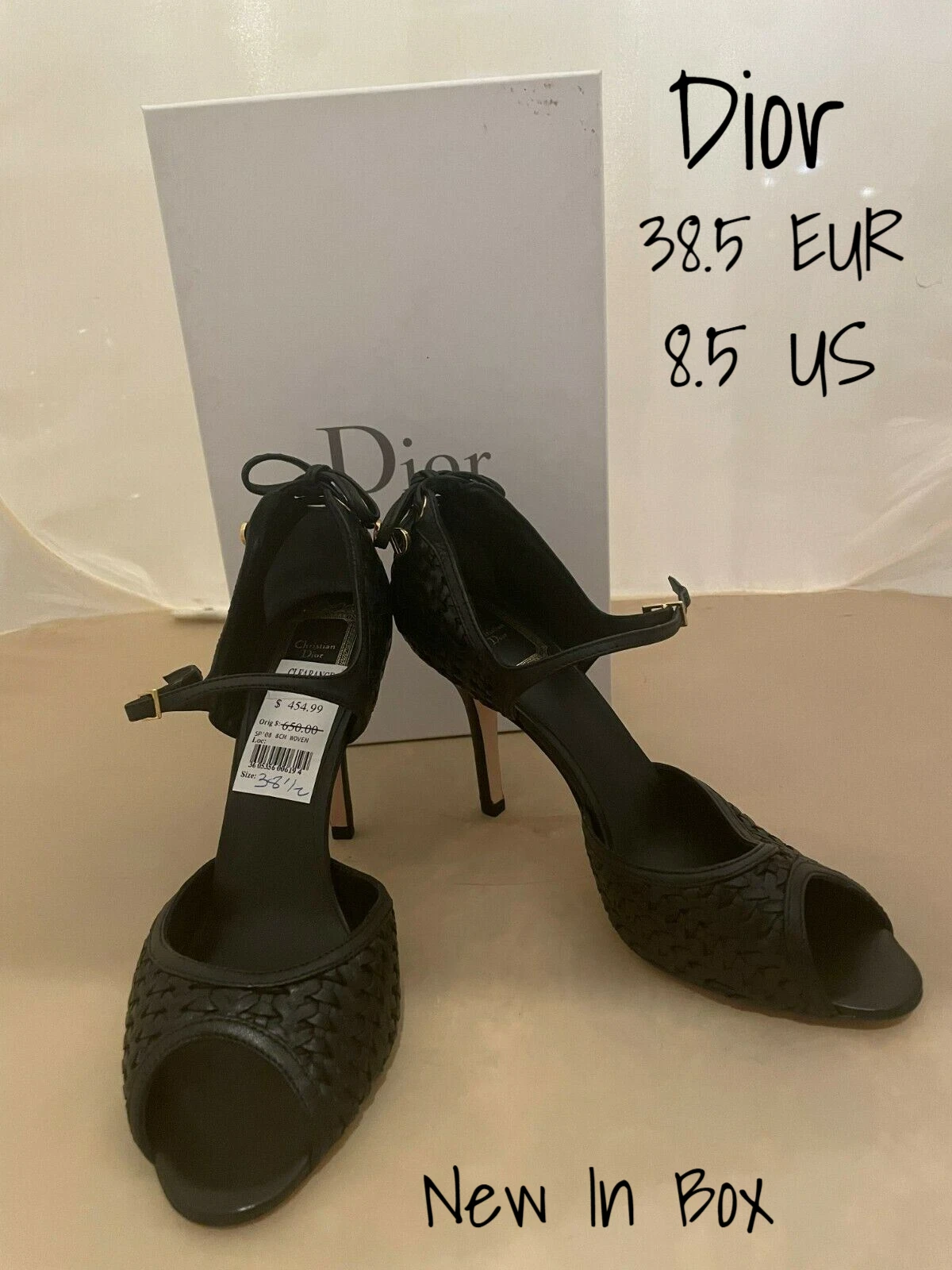 Chaussures Christian Dior à talons cuir noir pointure 38,os 8,5 US neuves dans leur boîte