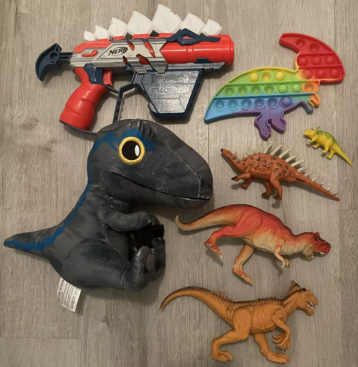 Nerf Dinosaur (No Bullets) & Jurassic Park Plush & Dinos Lot