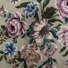 Handmade Pre-worked Needlepoint Canvas Set of 4 Floral Flowers Crafts Hobbies