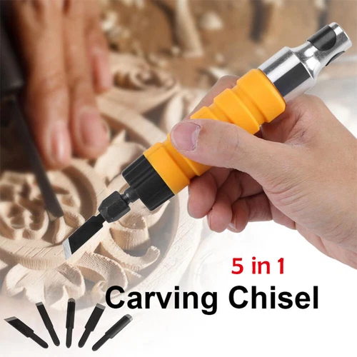 Electric Wood Carving Engraving Hand Chisel Tool Woodworking With Free 5 Chisels - Picture 1 of 10