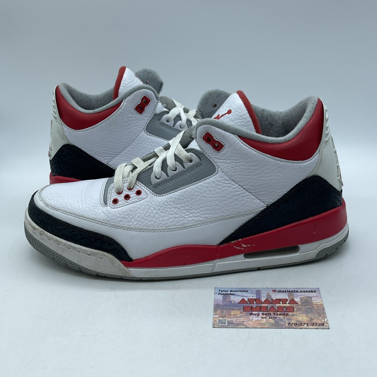 Size 12 - Air Jordan 3 Retro Fire Red White Leather Black  display picture 1