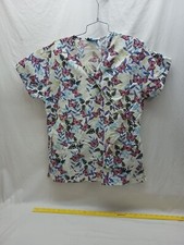 Women's Absolute scrub top M white butterfly Nurse Medical
