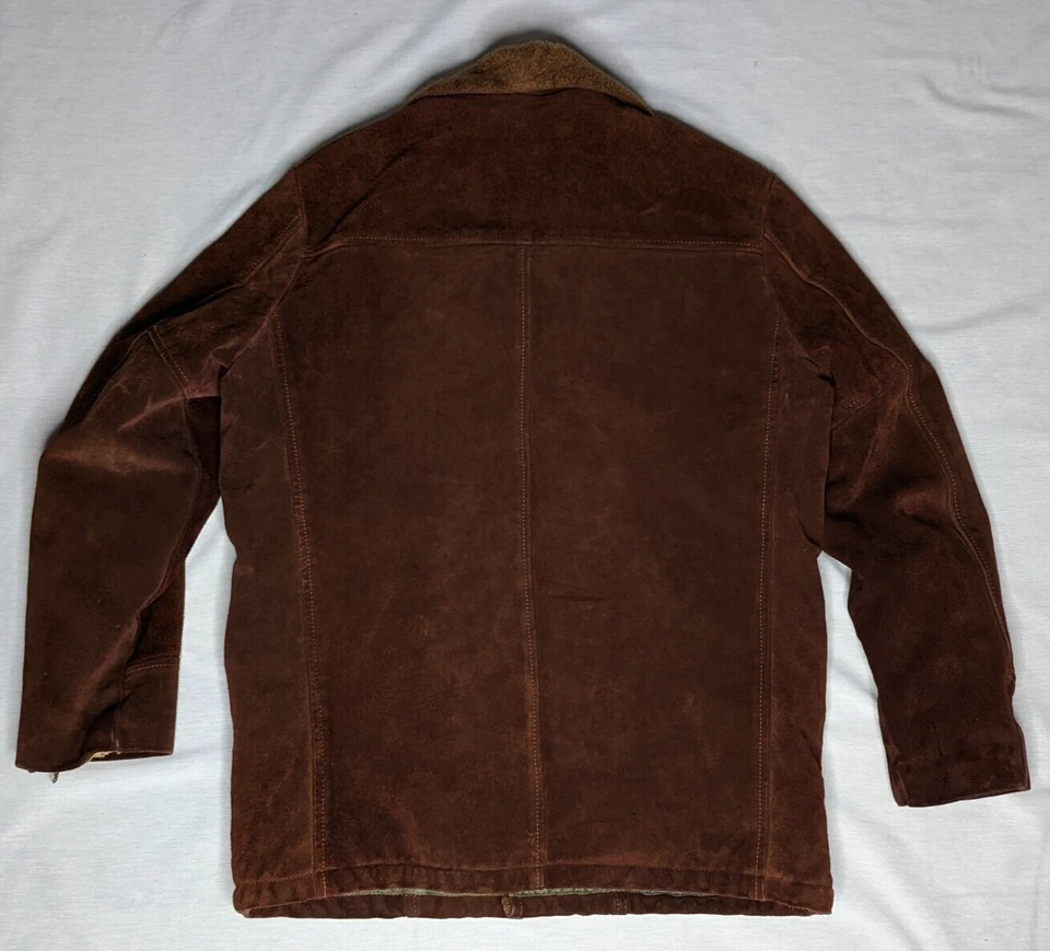 Chaqueta Abrigo Sears the Leather Shop Para Hombre 42 Alto Gamuza Con Botones de Madera EE. UU. Foto 2 de 4