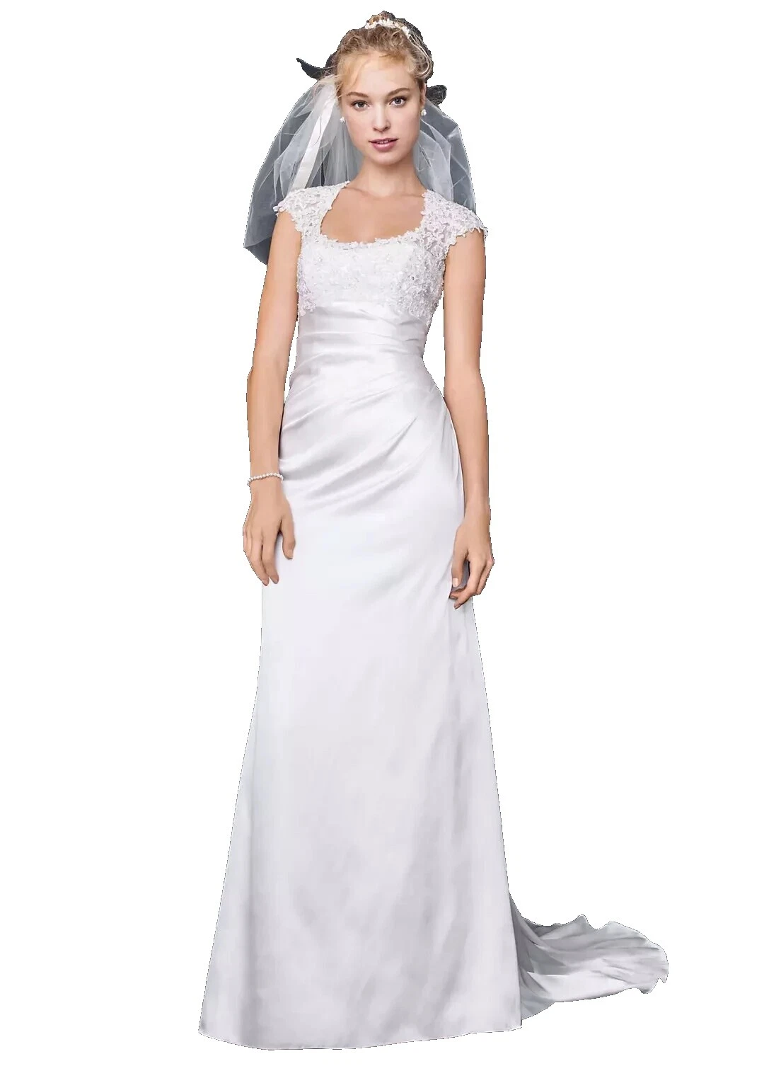 Columna de Satén/Vestidos de novia de Manga Corta tubo