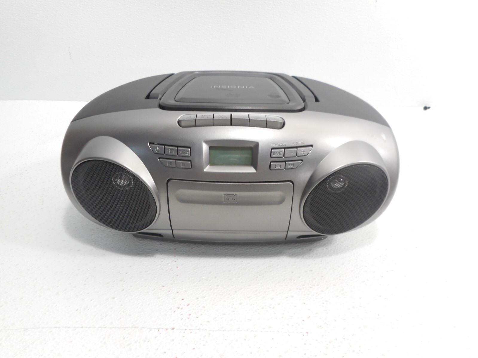 Insignia- AM/FM Radio Portable CD Boombox with Bluetooth-Silver/Black ...