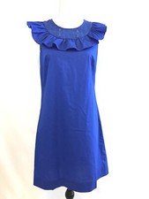 J.Crew  Ruffle-neck dress Brilliant Sapphire Blue G8385 Size 2 Sold Out! 2