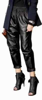Pantalon De Survêtement En Cuir Noir Alexander Wang X H&M Taille 6 - Style Streetwear, Très Bon état