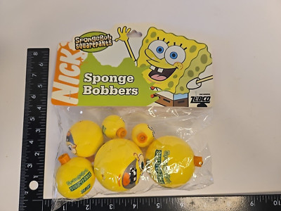 RARE ZEBCO SpongeBob Squarepants Sponge Bobbers Fishing Line Float Set Sealed #1