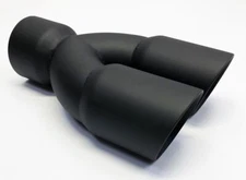Exhaust Tip 3.00" Inlet Dual 3.00  X 9.50 Long Round Double Wall Matte Black Sta