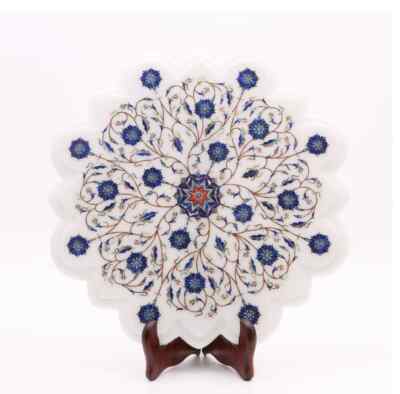 18'' White Dining Coffee Marble Table Top Flower Inlay Malachite Room Decor o5